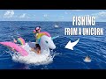 SHARK FISHING ON INFLATABLE RAFT - UNICORN POOL FLOATY 20 miles offshore 🦄 | Gale Force Twins