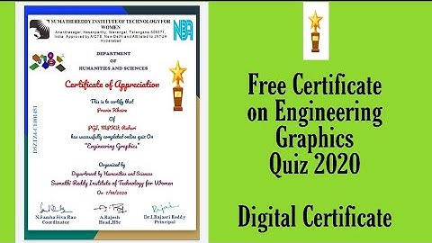 Free Certificate on Engineering Graphics Quiz 2020