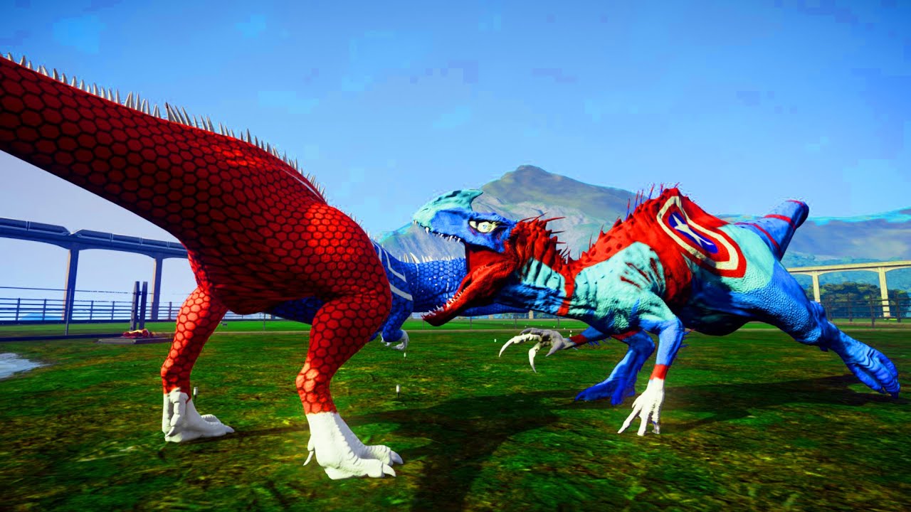 Superhero Color Pack Dinosaurs Fighting! Spiderman vs Captain America vs Venom, Green Flash Giga JWE