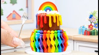 Yummy Miniature Colorful Cake 🌈 Colorful Miniature Rainbow Buttercream Cake Decorating