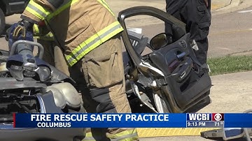 Columbus Fire & Rescue Team showed their everyday job experience at the Hitching Lot Farmers