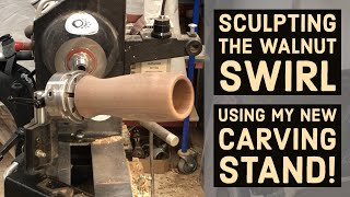 Woodturning: The Walnut Spiral Plus A New Carving and Finishing Stand!