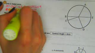 Major Arcs, Minor Arcs and Central Angles