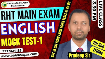 Odisha RHT Main Exam English Mock Test-1 | Tips & Strategies! #bidyasagarclasses #rhtmainexam