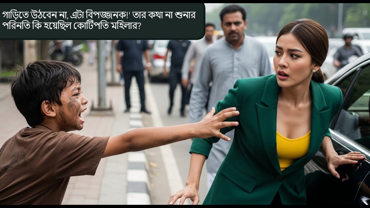 রাস্তার ছেলেটি চেঁচিয়ে বললো গাড়িতে বসো না।।এটা বিপজ্জনক ধনকুবের মহিলা হতবাক হয়ে গিয়েছিলেন। Moral