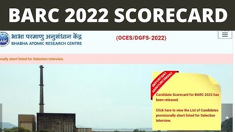 #barc2022 #scorecard released #list of candidates selected for interview