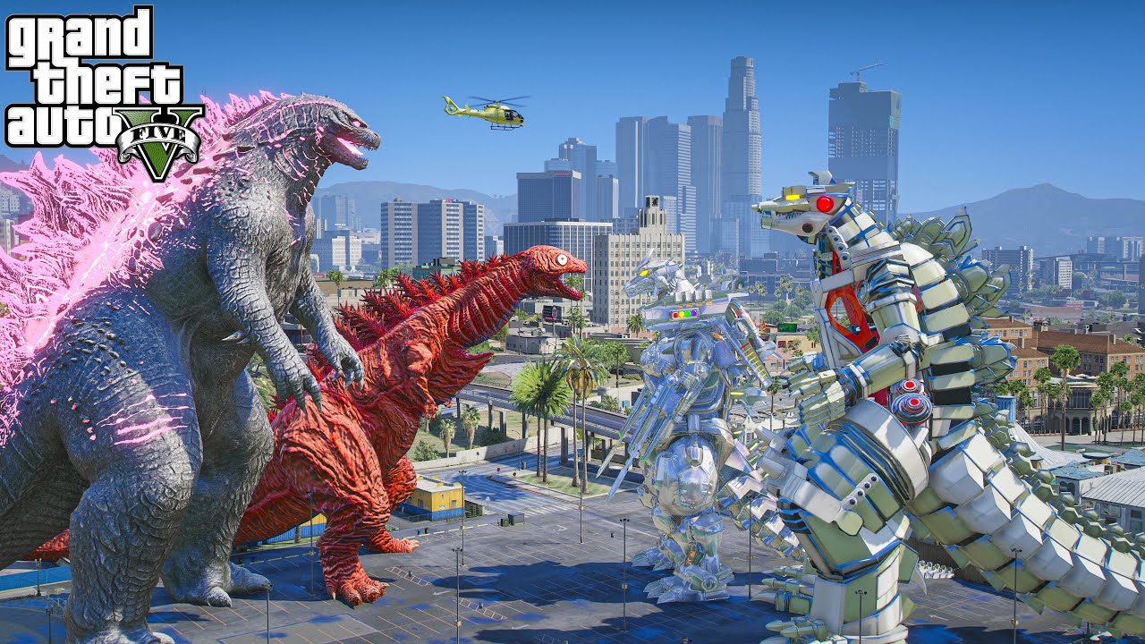 Godzilla, Shin Godzilla TF vs Team Mechagodzilla Singular - The Rematch ( GTA V Mods )