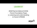 2018 pearson edexcel gcse french higher paper 1 listening and understanding in french 1fr01h