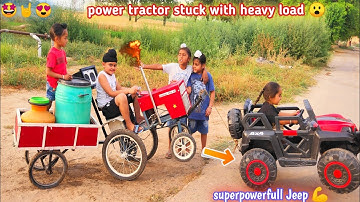 Homemade Tractor pulling heavy loaded water drums🥶 | DIY tractor |