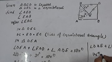 IN THE ADJOINING FIGURE,ABCD IS A SQUARE AND CDE IS AN EQUILATERAL TRIANGLE.FIND-1)AED,2)EAB,3)R AEC