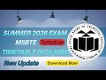 MSBTE Summer 2026 Exam Tentative Timetable Declared | How to Download MSBTE Time Table | New Update