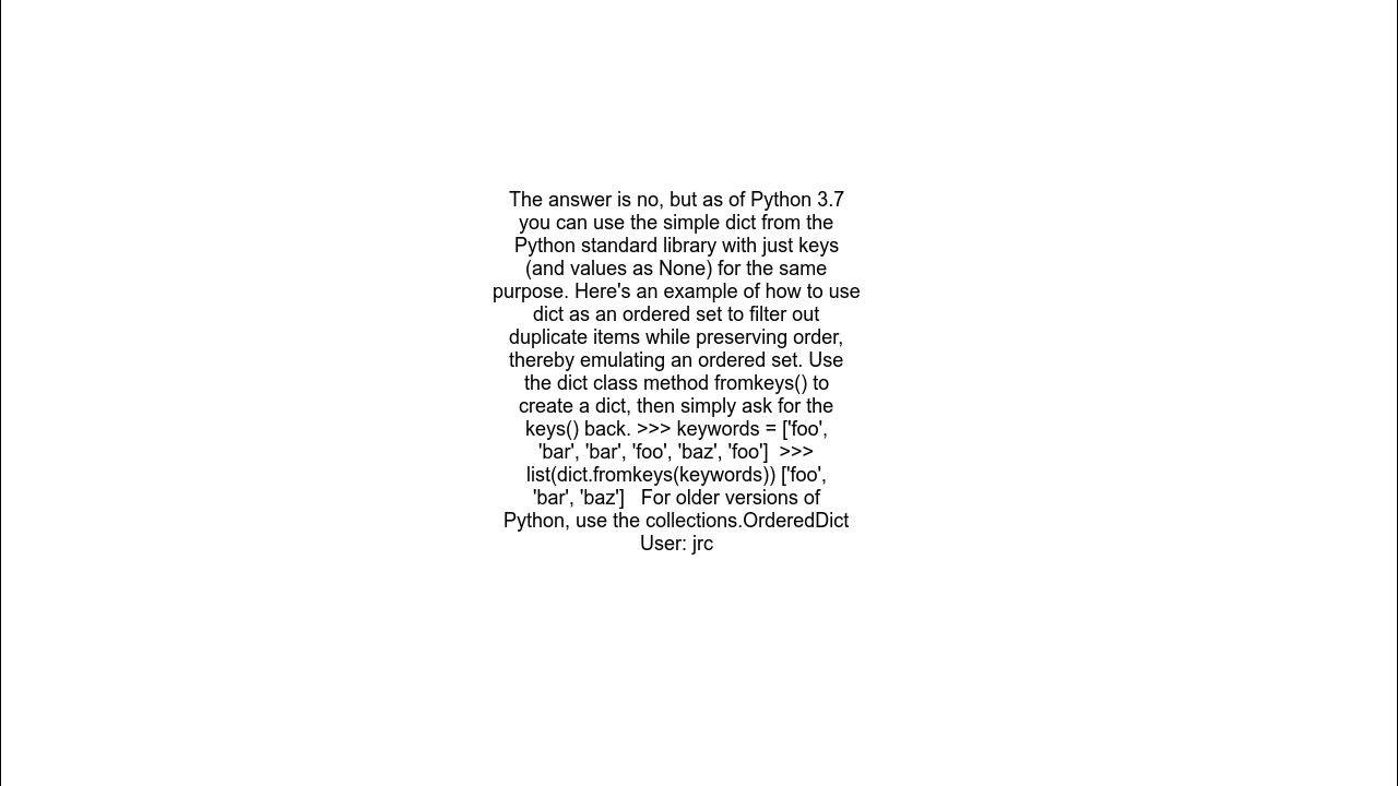 Does Python have an ordered set - YouTube image.