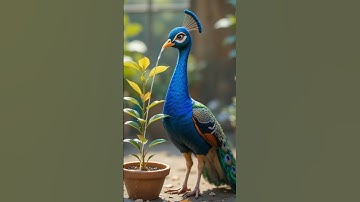 Peacock saved the guava plant from drying up by watering it.😭#ai #tree #save #peacock #aistory