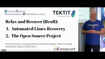 Relax and Recover (ReaR) - Automated Linux Recovery - Open Source Project - Schlomo Schapiro