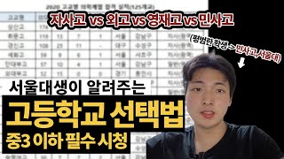 고등학교 선택, 서울대생이 확실하게 정해드리겠습니다/ 선발형 학교(특목, 자사고) vs 일반고/ 중3 이하 필독!!