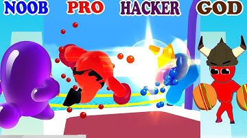 NOOBvsPROvsHACKERvsGOD in Join Blob Clash 3D vs Level Up Runner Gameplay - Which game do you like?