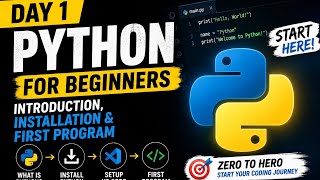 Python tutorial for beginners Day 1 | Introduction,  Installation and  First program