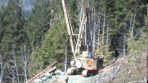 Thunderbird TSY255 grapple yarder at work above Alberni Valley, BC