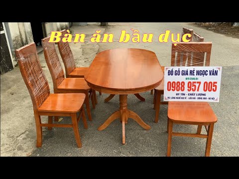 Video Bộ bàn ăn bầu dục thọ lệch gỗ sồi || Đồ Gỗ Giá Rẻ Ngọc... - youtube