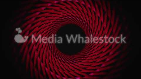 Red swirling moving tunnel on black background, seamless loop. Animation. Abstract colorful