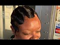 Finger waves on freshly relaxed hair