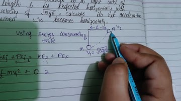 A particle attached a light wire of length L is projected horizontally with a velocity of √5gl .