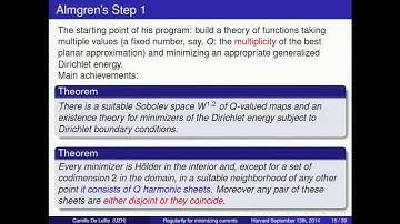 Camillo de Lellis: Regularity theory of area-minimizing surfaces in higher codimension