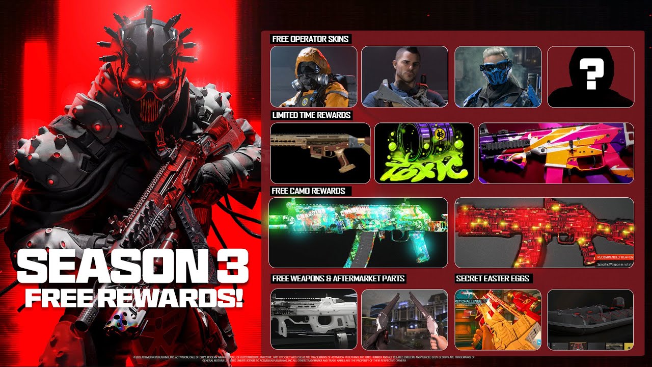 ALL 100 FREE MW3 SEASON 3 REWARDS FREE Operators Bundles Camos  MORE   Modern Warfare 3