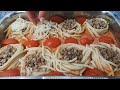 &quot;Гнёзда&quot; из спагетти с фаршем, помидорами и сыром (в духовке)! Überbackene Spaghettinester.