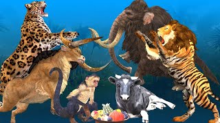 Giant Lion Attacks Cow Cartoon Saved By The Big Bull Elephant Vs 10 Giant Lion Mammoth Elephant