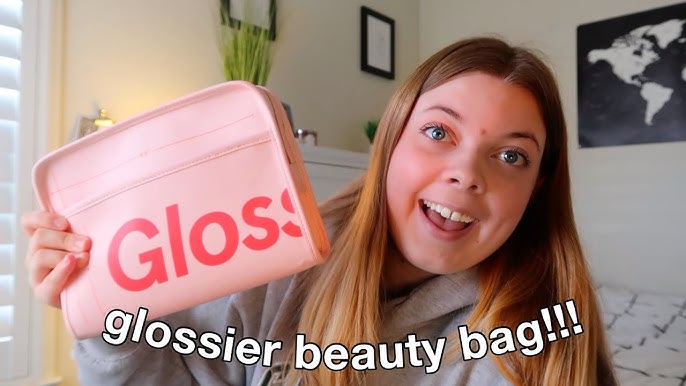 glossier beauty bag review & unboxing + filling it up with makeup