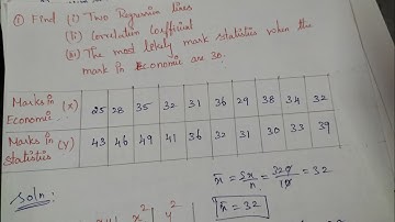 Problem 1in Regression Lines, correlation coefficient, Engineering maths ( Tamil Teaching)