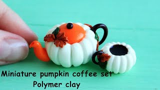 Miniature pumpkin coffee set?Polymer clay