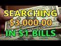 searching $3,000 in $1 ONE DOLLAR BILLS - banknote hunting for UNIQUE United States CURRENCY