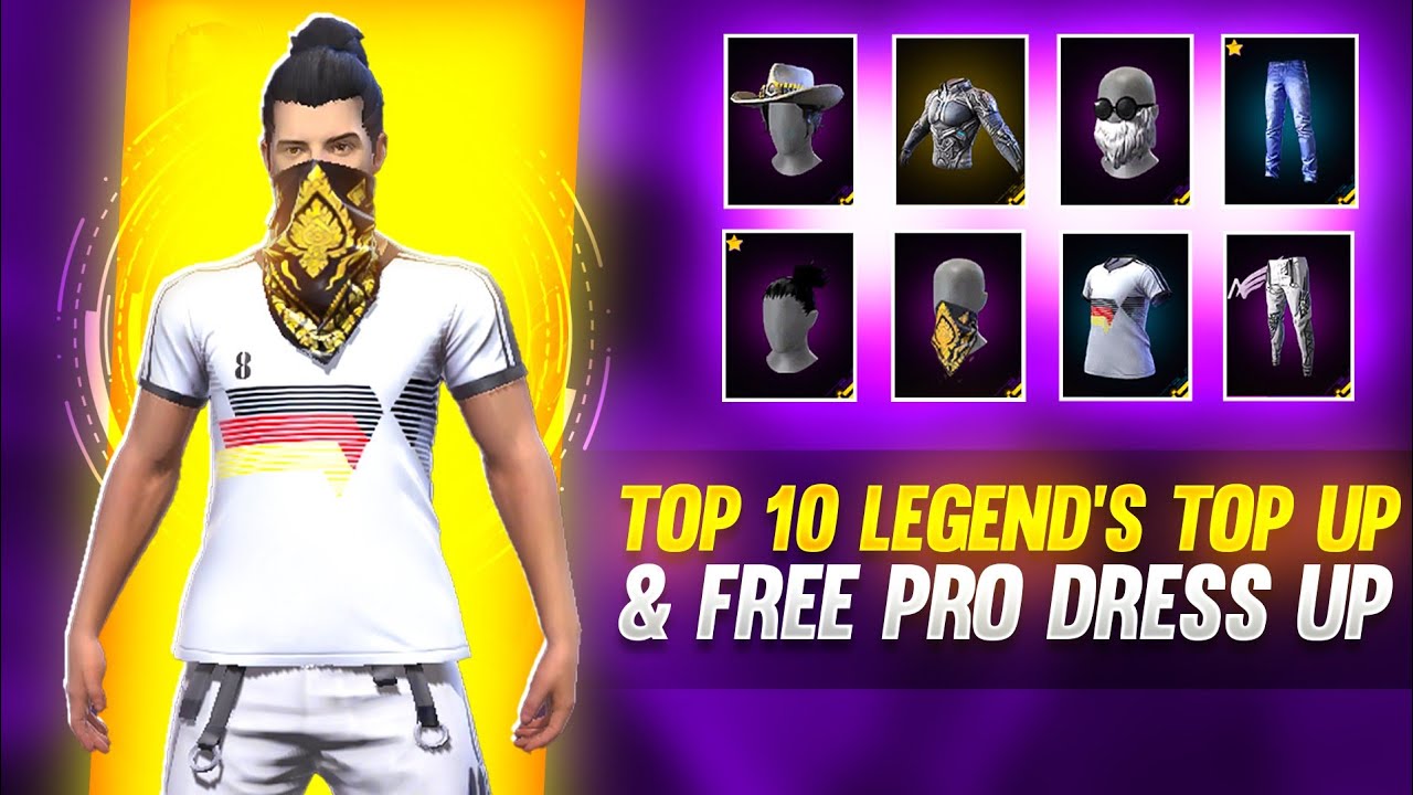 TOP 10 LEGENDS TOP UP & FREE PRO DRESS UP || BEST DRESS UP🤯 || MAD HYPER GAMING 🔥
