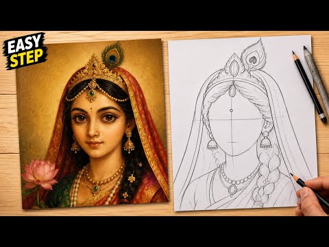 Goddess Radha drawing | Radha ashtami drawing | Radha rani drawing 