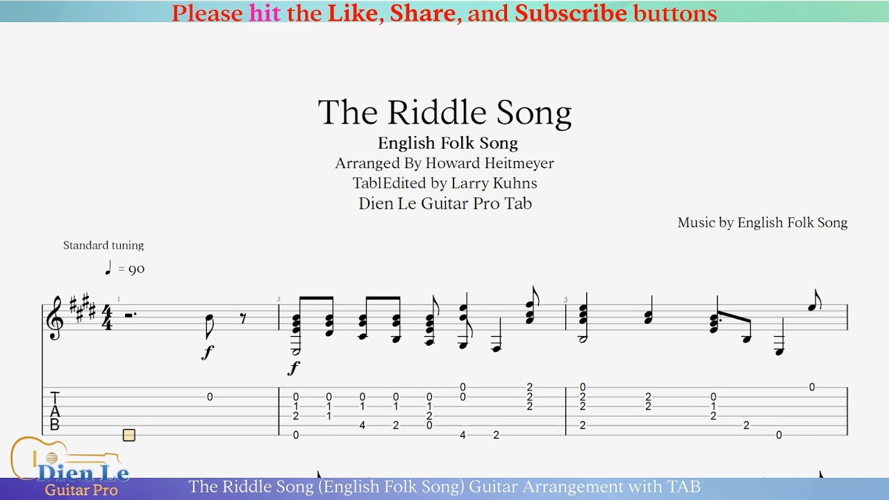 The Riddle Song (English Folk Song) Guitar Arrangement with TAB - YouTube