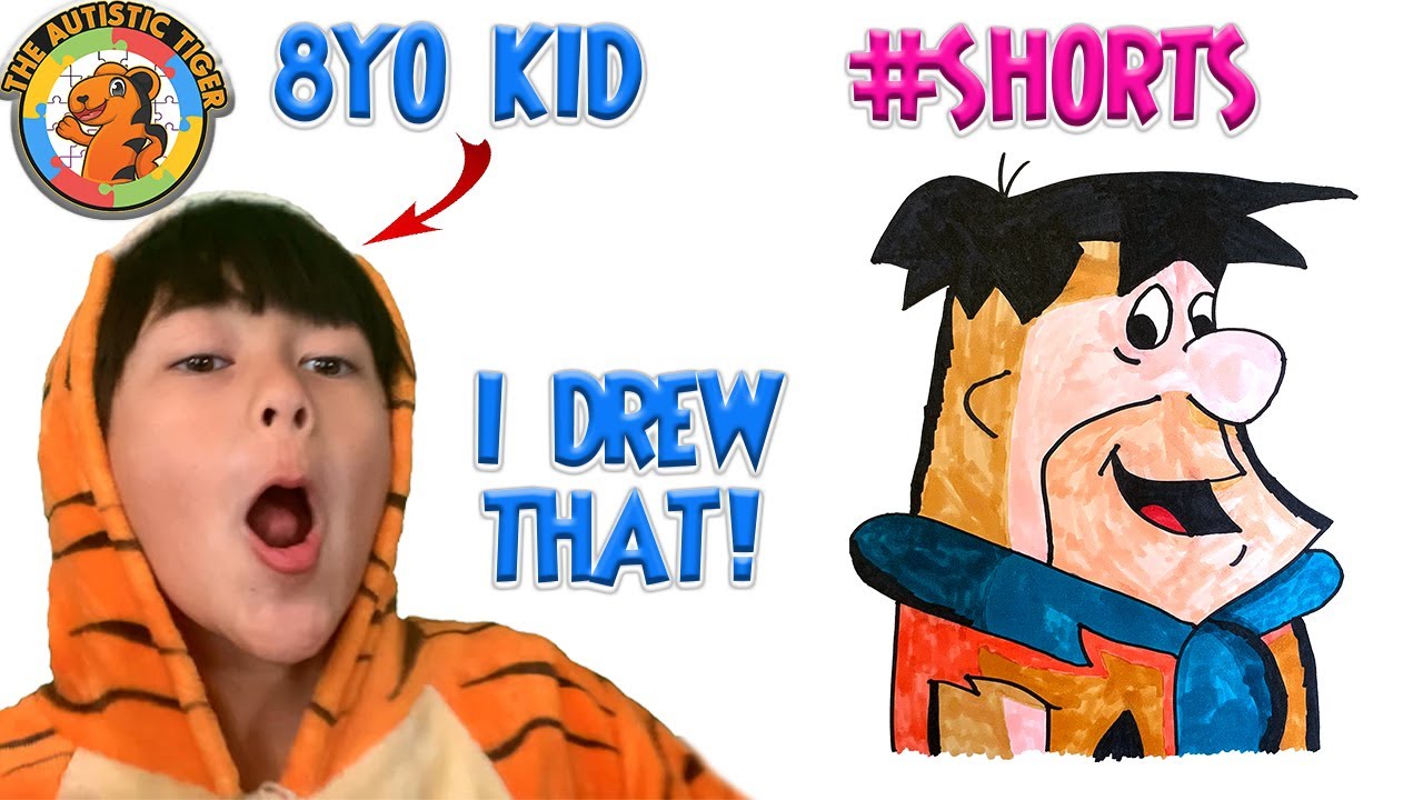 8yo Autistic Savant Draws - Fred Flintstone 