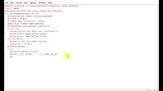 Python program to solve quadratic equation using formula