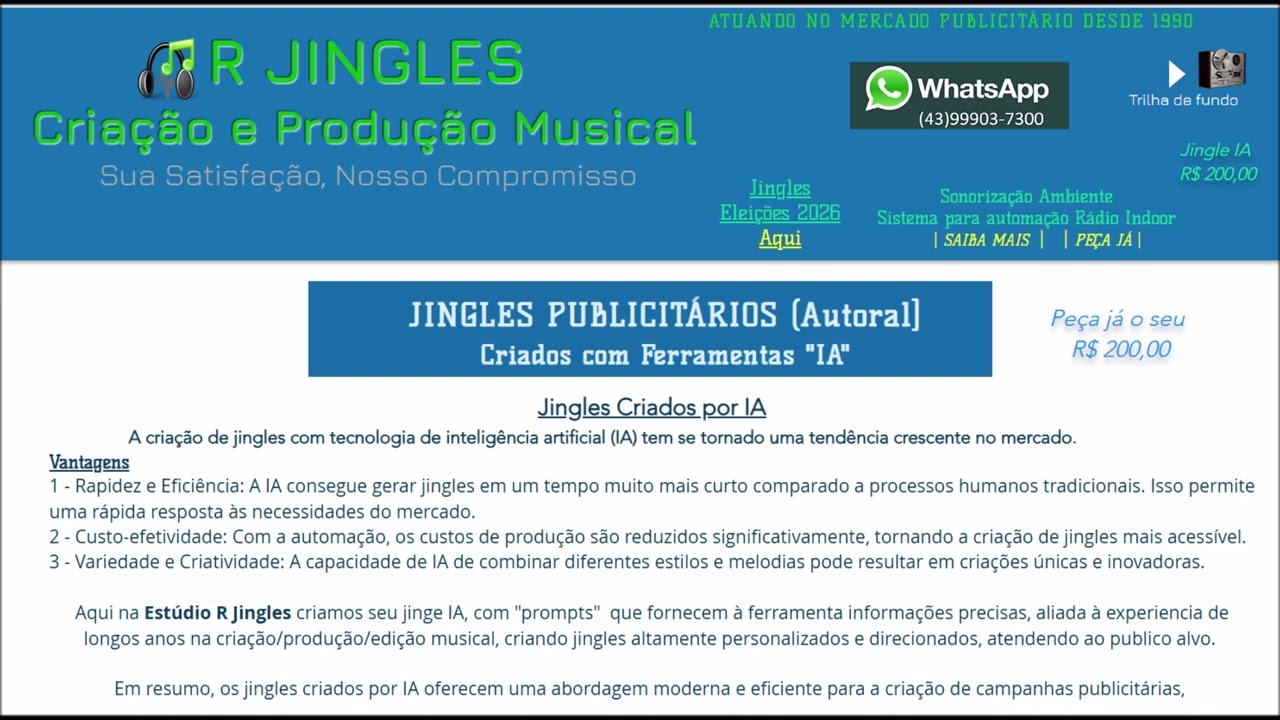 R Jingles - Criação e Produção Musical [Jingles Criados por IA]