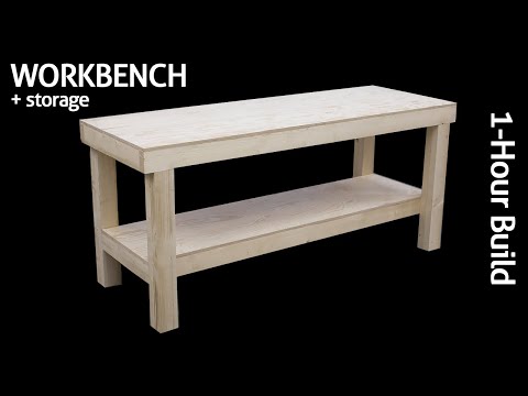 building a workbench with storage in less than one hour only one plywood sheet and some 2x4s