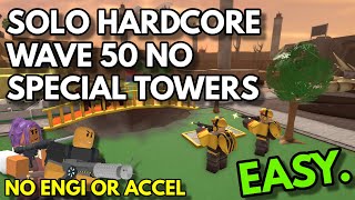 SOLO HARDCORE WAVE 50 NO SPECIAL TOWERS | ROBLOX Tower Defense Simulator