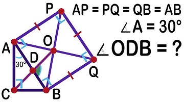 What is the measure of angle ODB? ABC - a right triangle. Geometry Challenge. Math Olympiad.