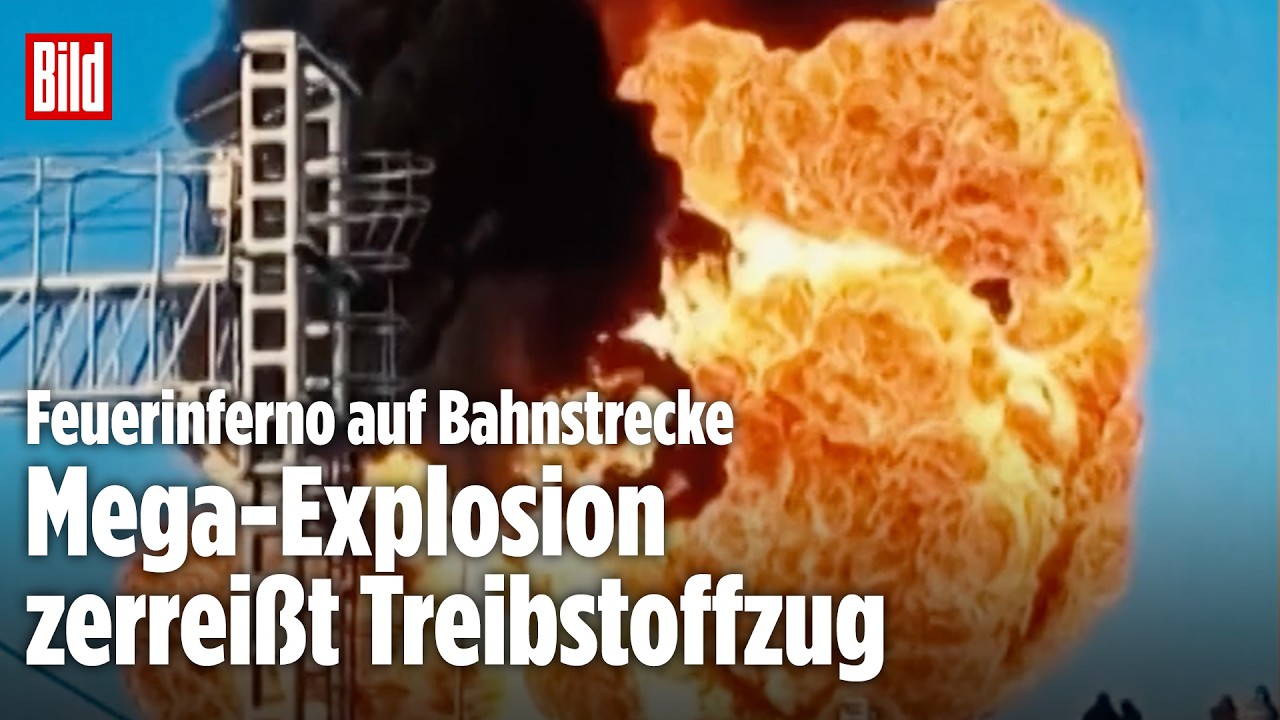 FEUERBALL ÜBER DEN GLEISEN: Treibstoffzug explodiert auf Moskau-Route