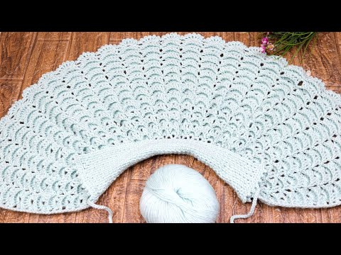 كروشيه شال بونشو كاب للاطفال والكبار شرح خطوات العمل بالتفصيل