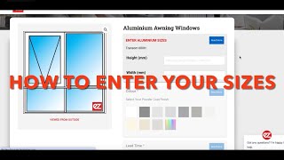 How to enter your aluminium sizes