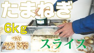 【業務用スライサー】たまねぎ6kgをスライス（ステンレス手動スライサー）