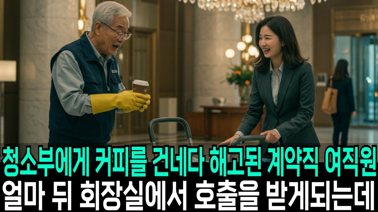 청소부에게 커피를 건네다 해고된 계약직 여직원 얼마 뒤 회장실에서 호출을 받게되는데