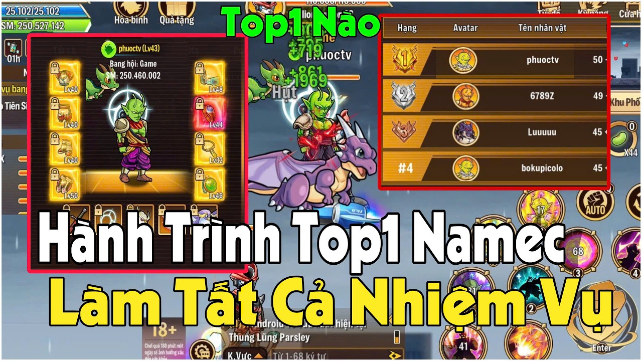 Vũ Trụ Đại Chiến - Hành Trình Leo Top1 Namec - Làm Tất Cả Nhiệm Vụ Trong Game Tập1!