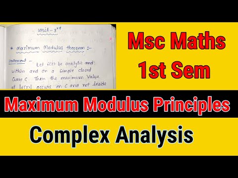 The Maximum Modulus Principle | Complex Analysis | Msc 1st Sem maths |